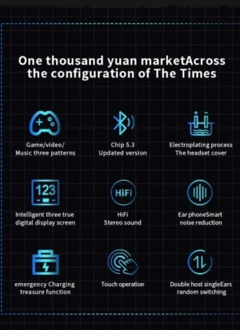 Water resistan black wireless Earbuds with long battery